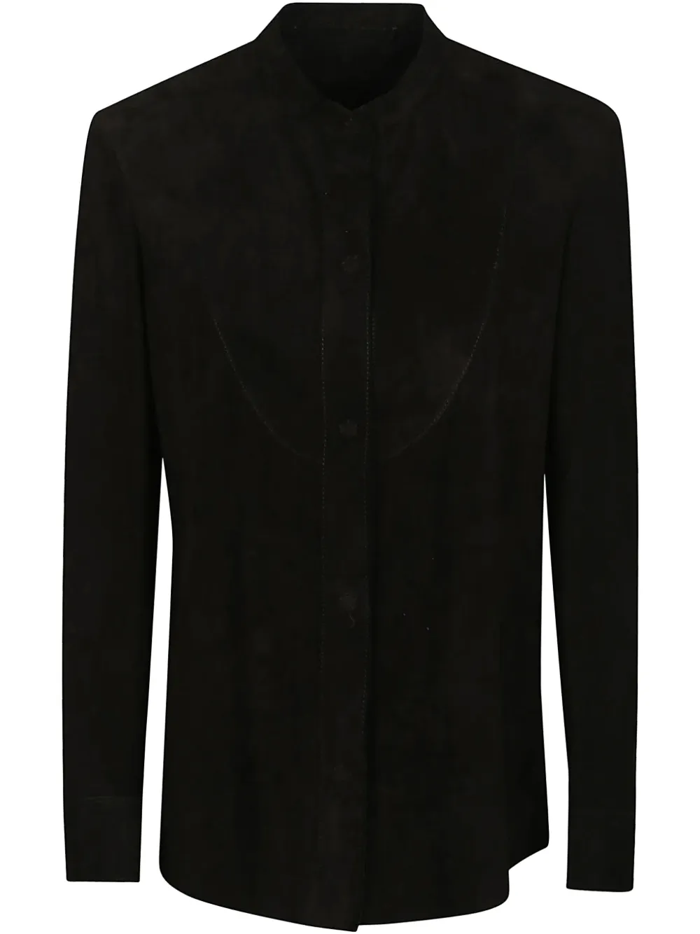 suede button-up shirt