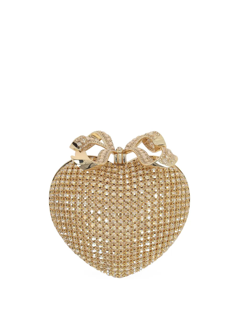 Self-Portrait heart-shaped crystal clutch | Gold | Image 1