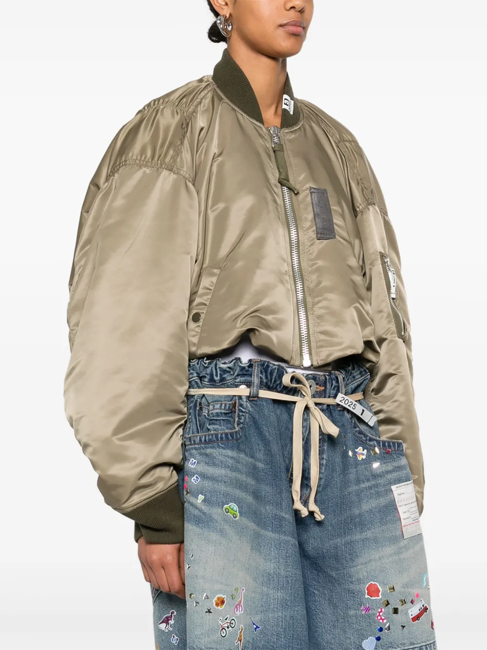  Maison Mihara Yasuhiro Cropped Bomber Jacket - Green 