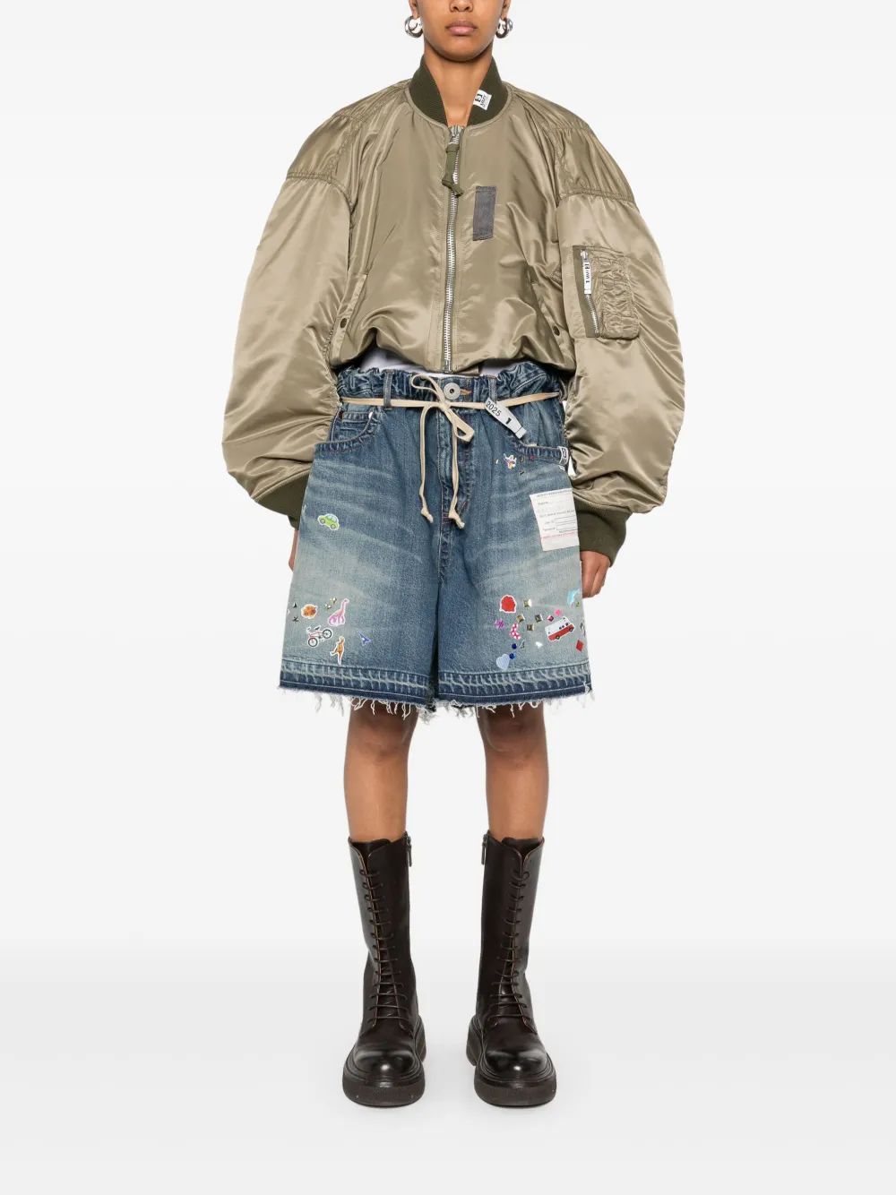  Maison Mihara Yasuhiro Cropped Bomber Jacket - Green 