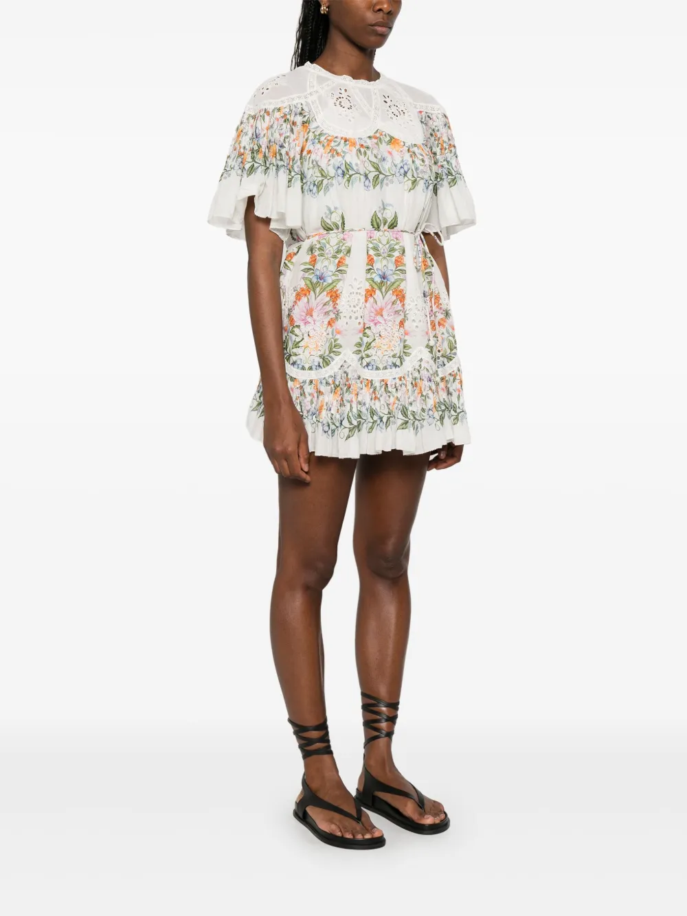 FARM Rio Sweet Bloom Bouquet mini-jurk Wit