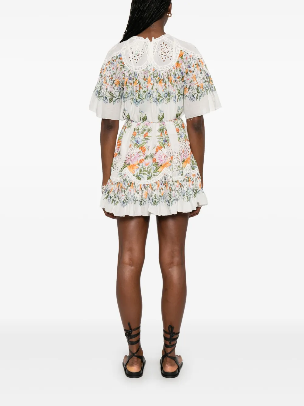 FARM Rio Sweet Bloom Bouquet mini-jurk Wit