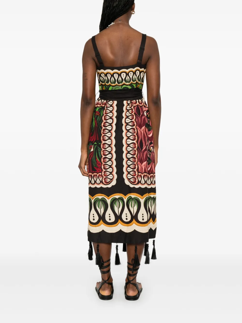 FARM Rio Coconut Tree Flow midi-jurk Zwart