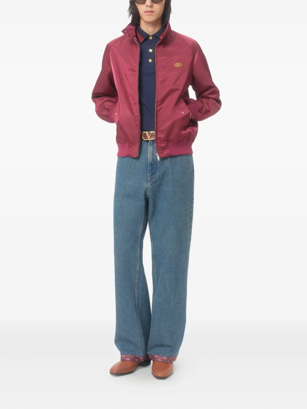 Valentino Garavani COTTON PIQUÉ POLO SHIRT WITH VG EMBROIDERY - Blauw