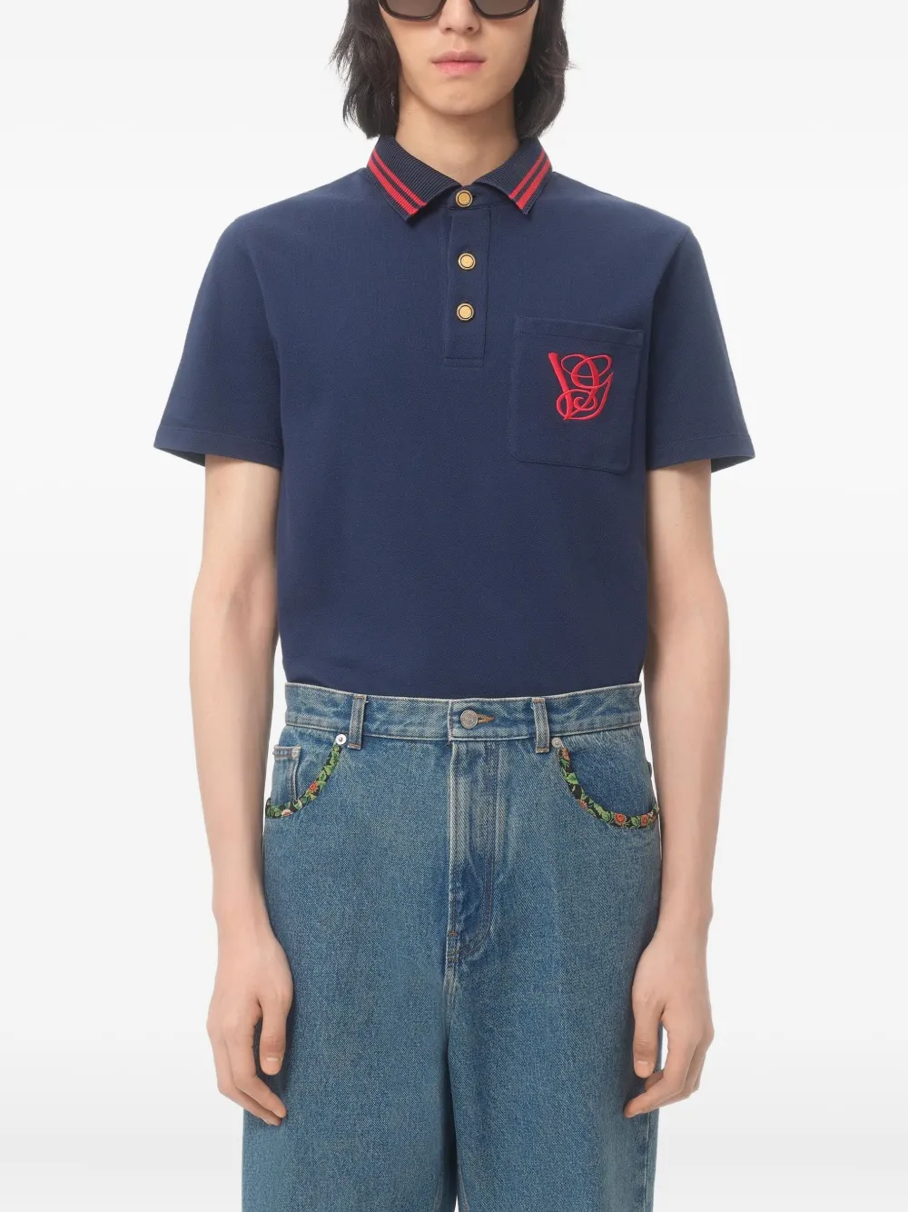 Valentino Garavani Piqué poloshirt Blauw