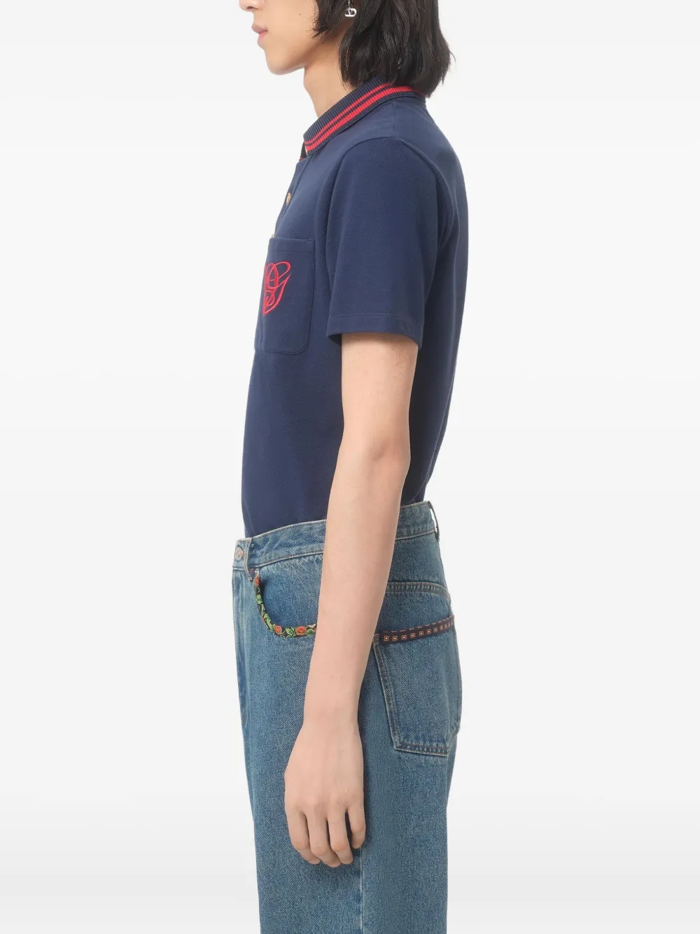 Valentino Garavani Piqué poloshirt Blauw