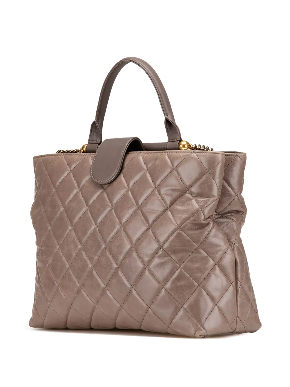 CHANEL Pre-Owned 2016-2017 Quilted Glazed Calfskin Gold Bar Tote satchel | Pre-Owned | Image 2