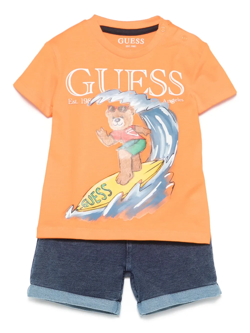 guess kids ensemble-short à logo en caoutchouc | orange | Image 1