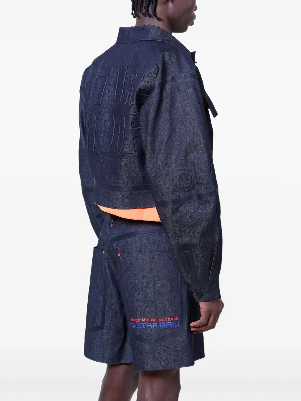 Walter Van Beirendonck Embossed Denim Jacket In Blue
