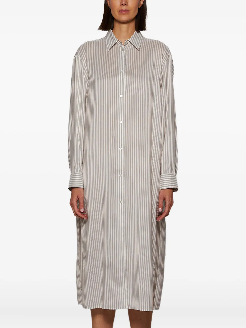 The Row Striped Shirt Dress In Gray