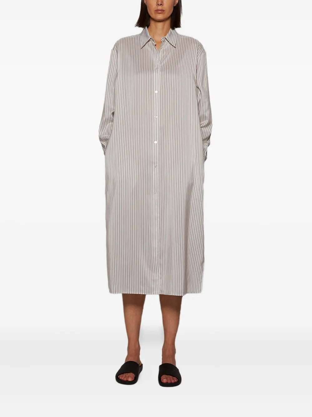 The Row Gestreepte blousejurk - Grijs