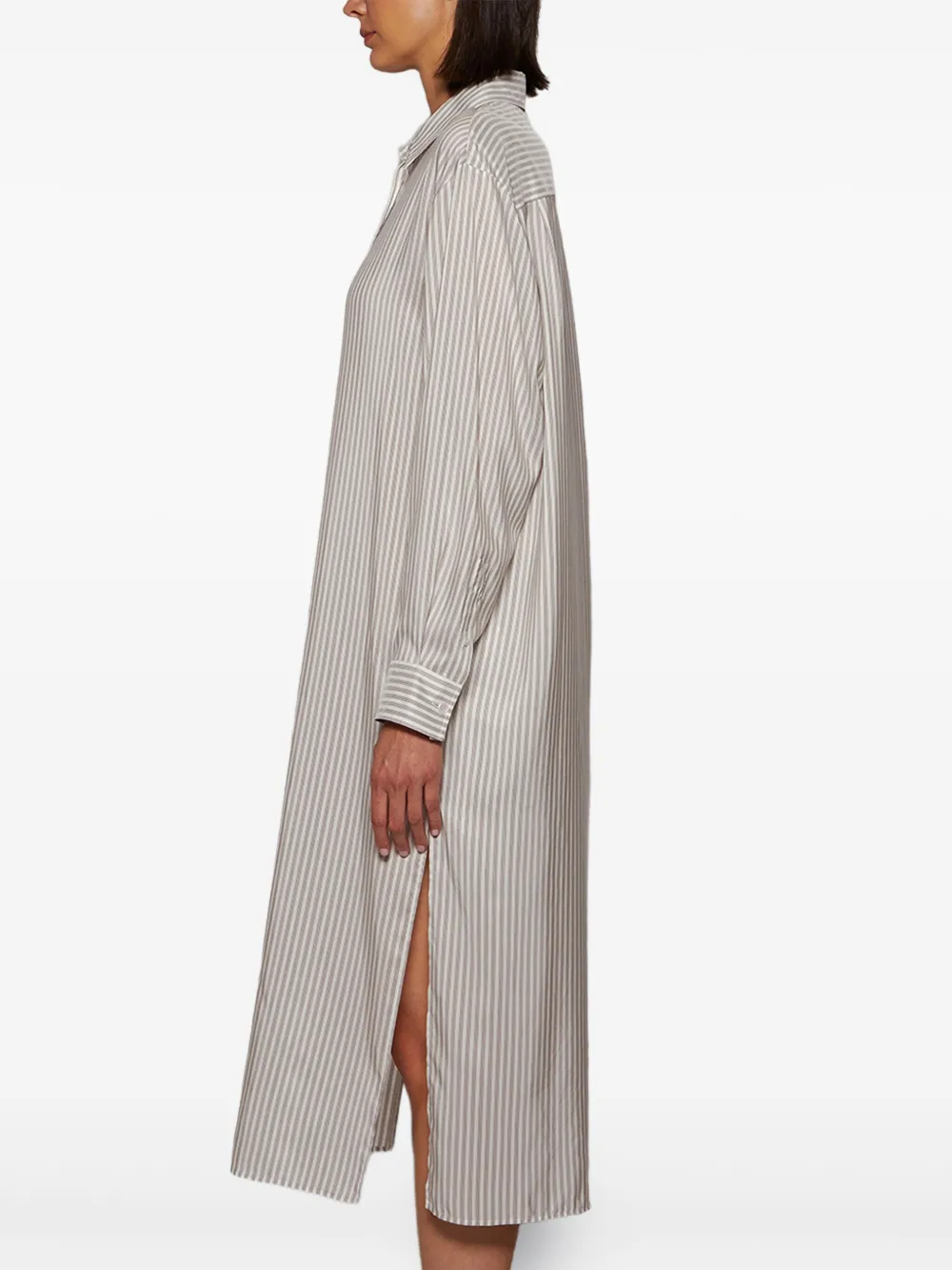The Row Striped Shirt Dress In Gray