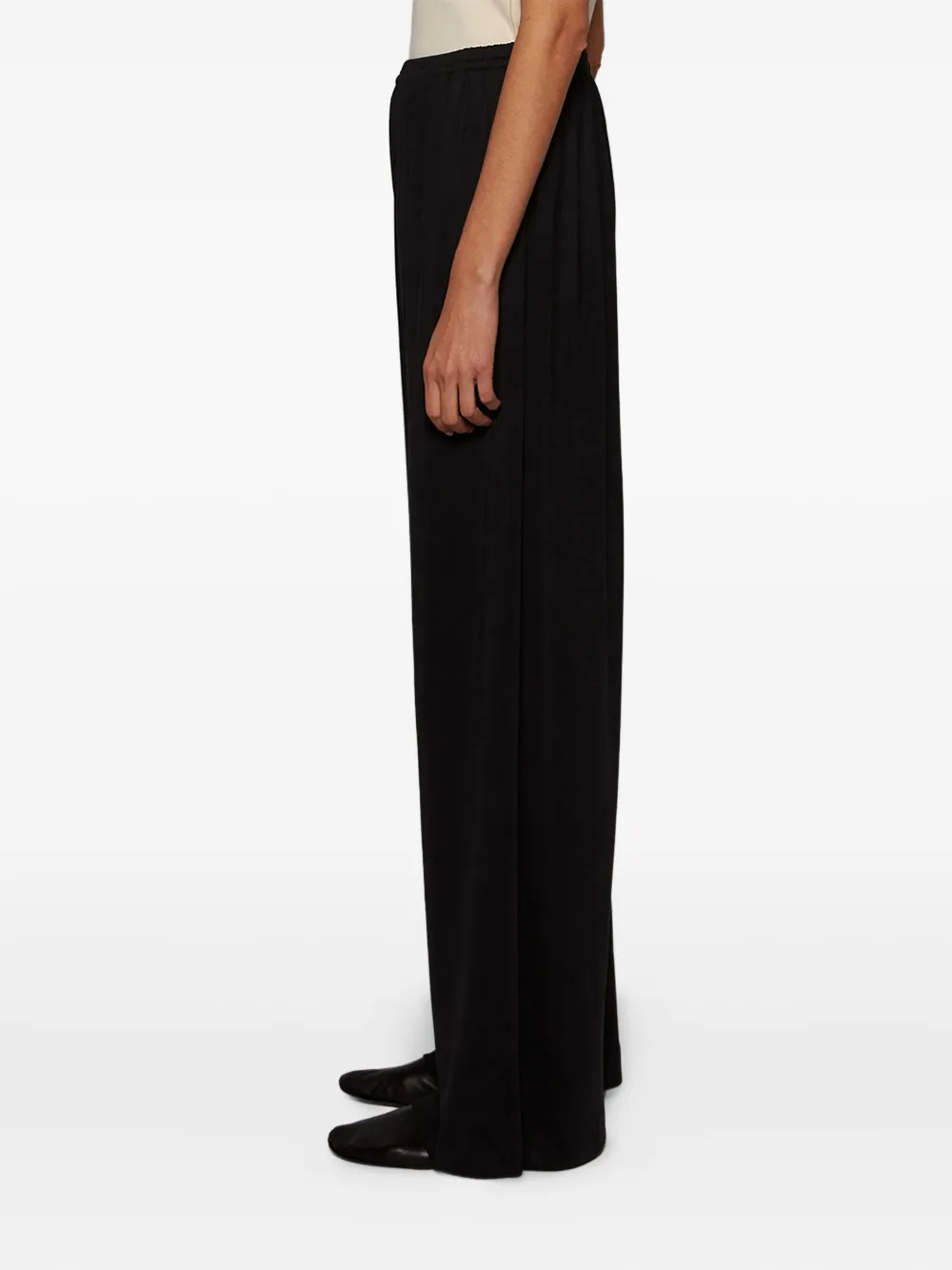 The Row Bellana Elastic-waist Straight-leg Trousers In Black
