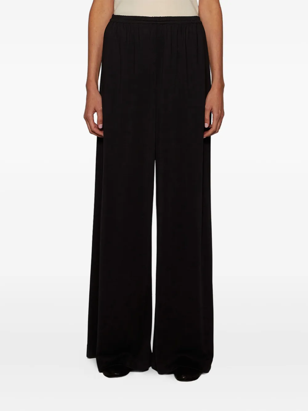 The Row Bellana Elastic-waist Straight-leg Trousers In Black