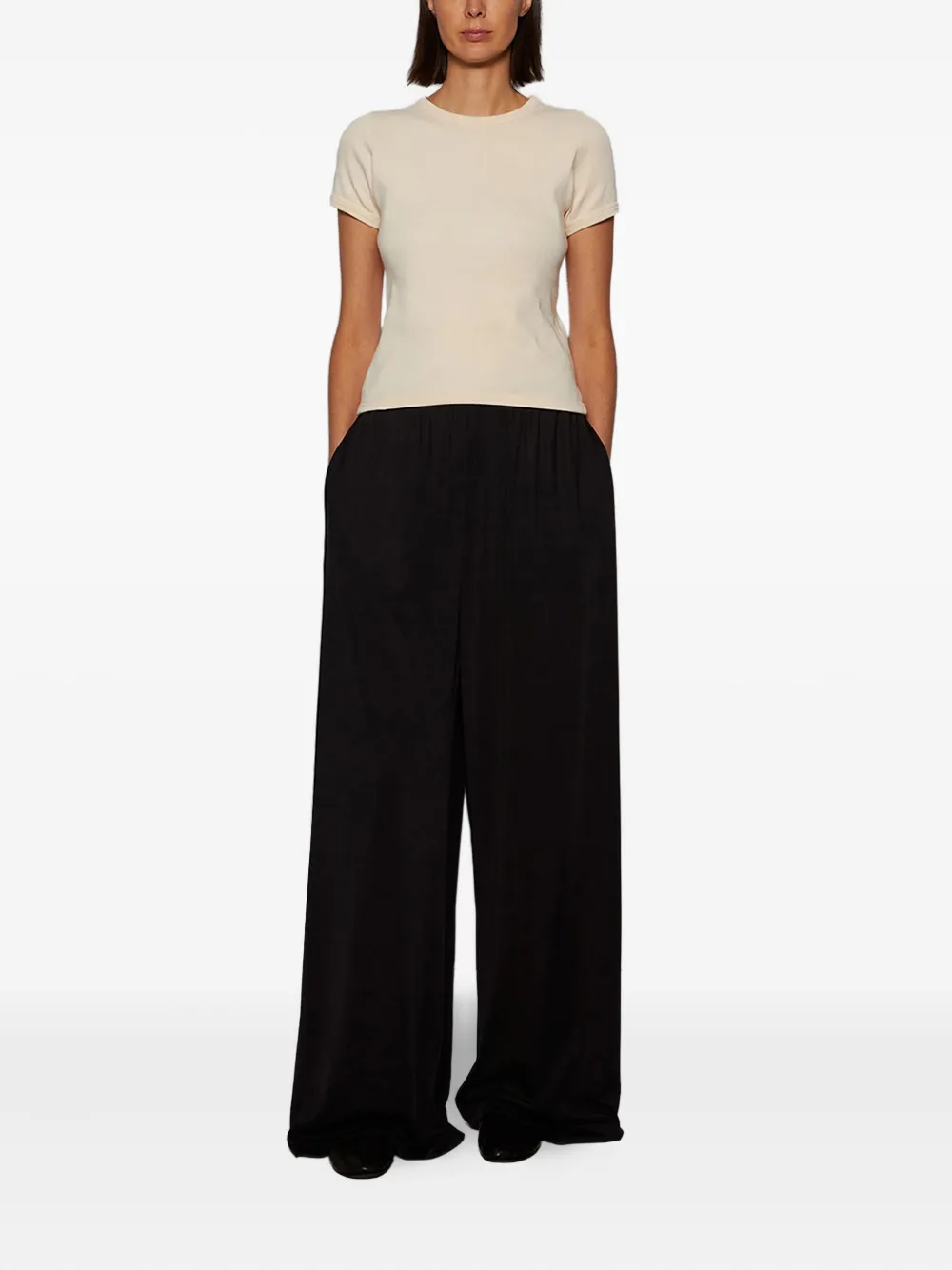 The Row Bellana Elastic-waist Straight-leg Trousers In Black