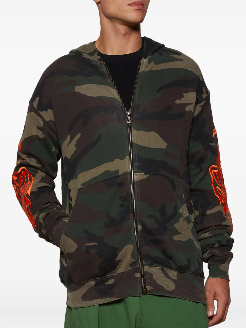 Camouflage-Print Zip-Up Hoodie