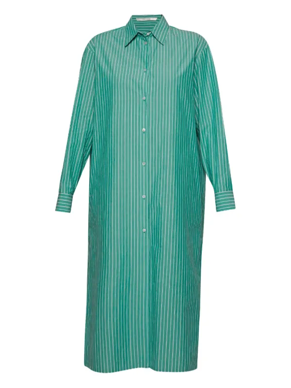 The Row - Women's Chihiro Dress in Cotton - Green W/ White - Size 6