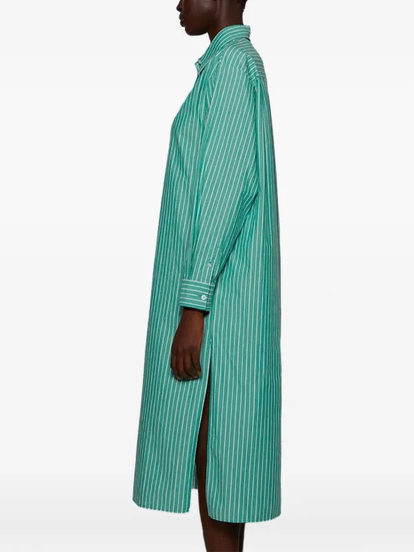 green striped shirt dress Long striped shirtdress