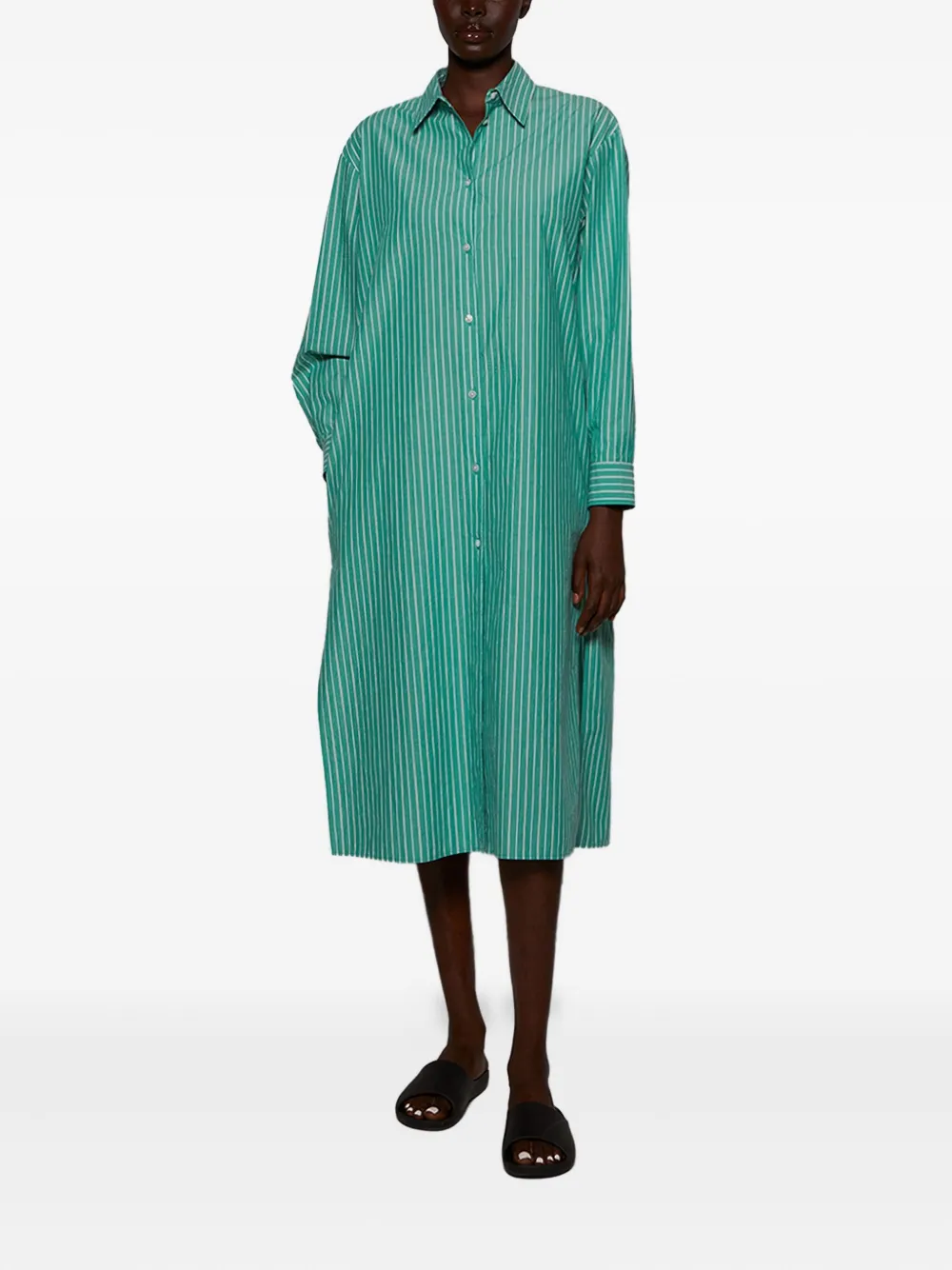 The Row Gestreepte blousejurk - Groen