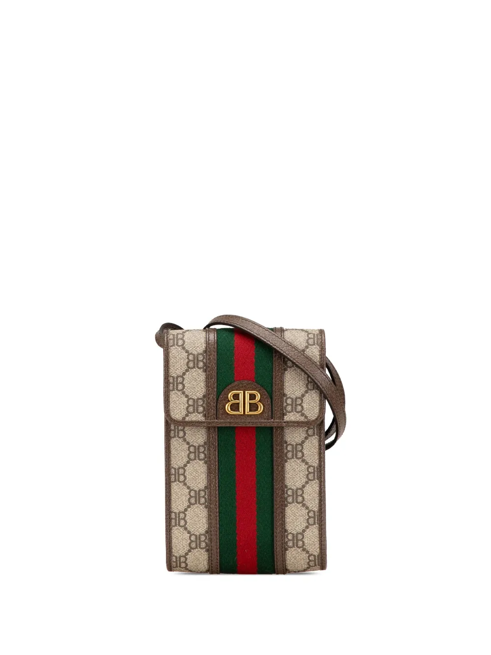 Gucci Pre-Owned 2016-2024 Hacker Project Balenciaga BB Supreme Ophidia Phone Case crossbody bag | Brown | Image 1