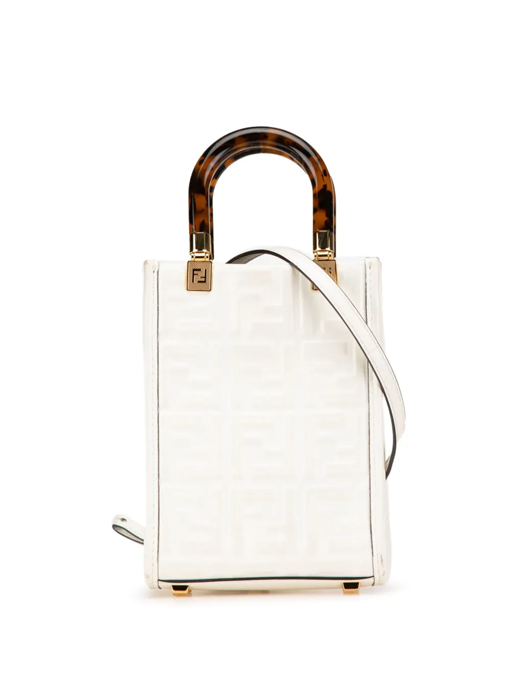 Fendi Pre-Owned 2010-2024 Mini Zucca Embossed Leather Sunshine Shopper Tote satchel | White | Image 1