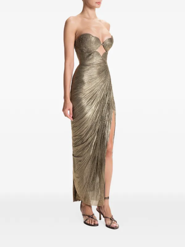 lucia gold dress Lucia Gold Foil Plisse Maxi Dress