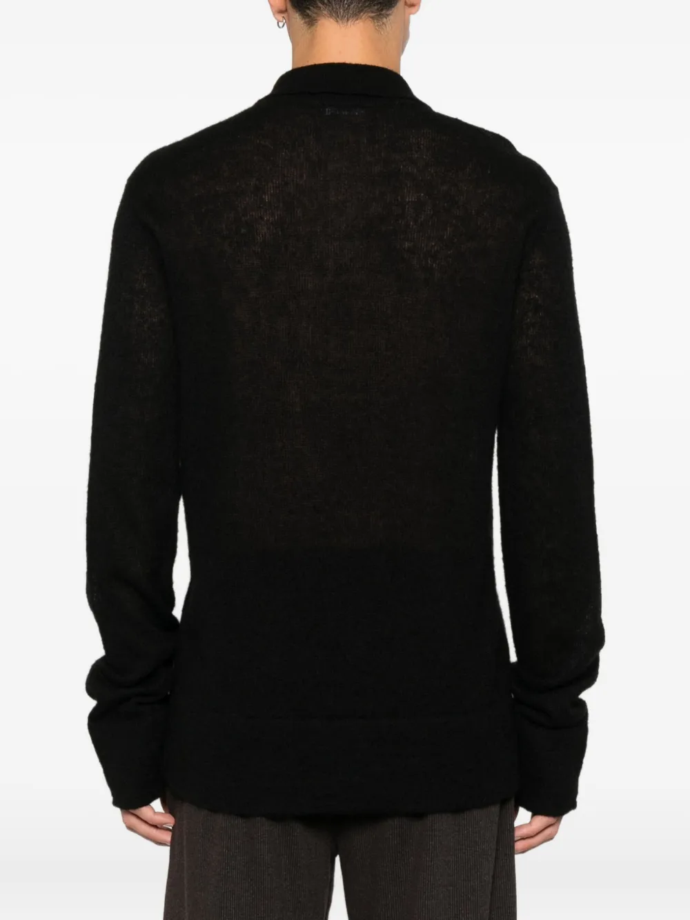 Rier Button Fastening Polo Shirt in Black, view 4