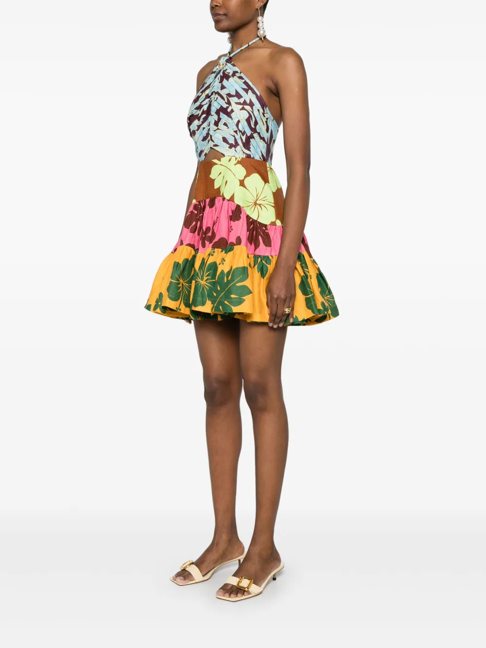 Shop Alemais Poppy Spliced Mini Dress In Blue