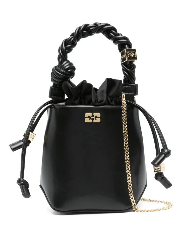 トートバッグ Ganni Bou Bucket Mini Purse - Ganni - Leather - Black Black GANNI Bou Bucket Bag | GANNI US