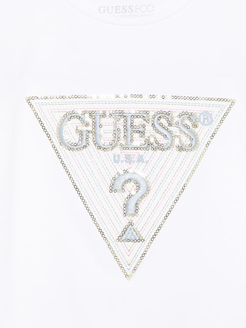 guess kids T-shirt met logo van pailletten Wit