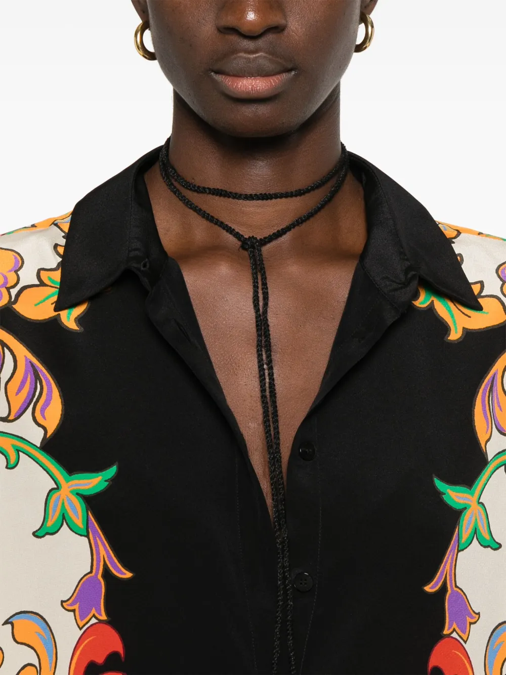 Etro Longline Printed Top With Box-pleat Detail In Neutrals