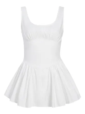 Cecilie Bahnsen Selena Matelassé Cotton Blend Top | White