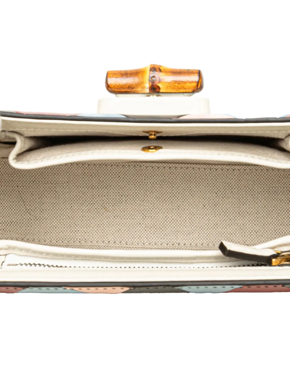 Pre-owned Gucci 2016-2024 Calfskin Lovelight Bamboo Top Handle Bag Satchel In Multicolour