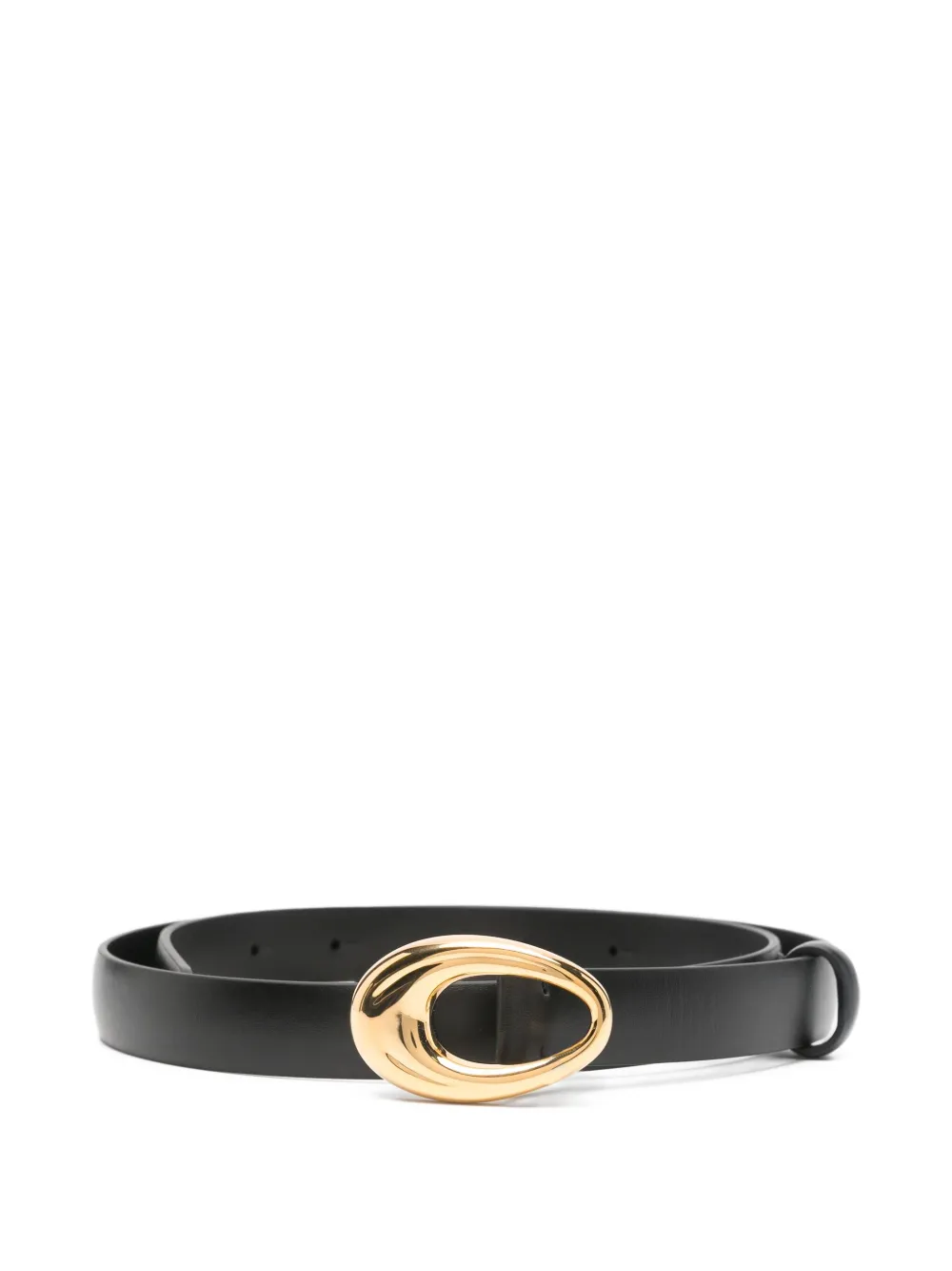 KHAITE oval-buckle leather belt Zwart