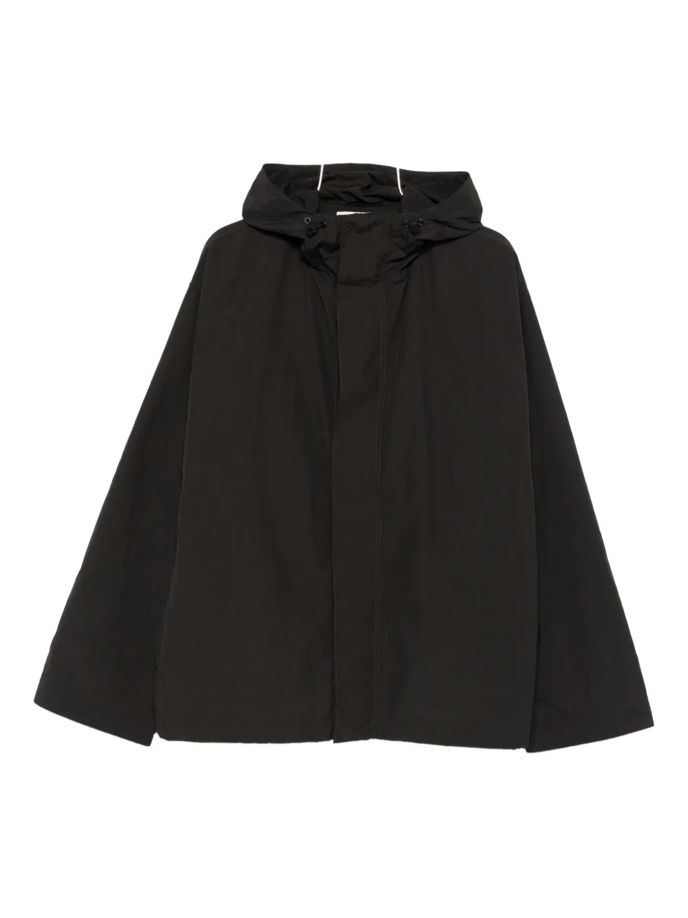 Studio Nicholson Hooded Windbreaker Jacket In Brown