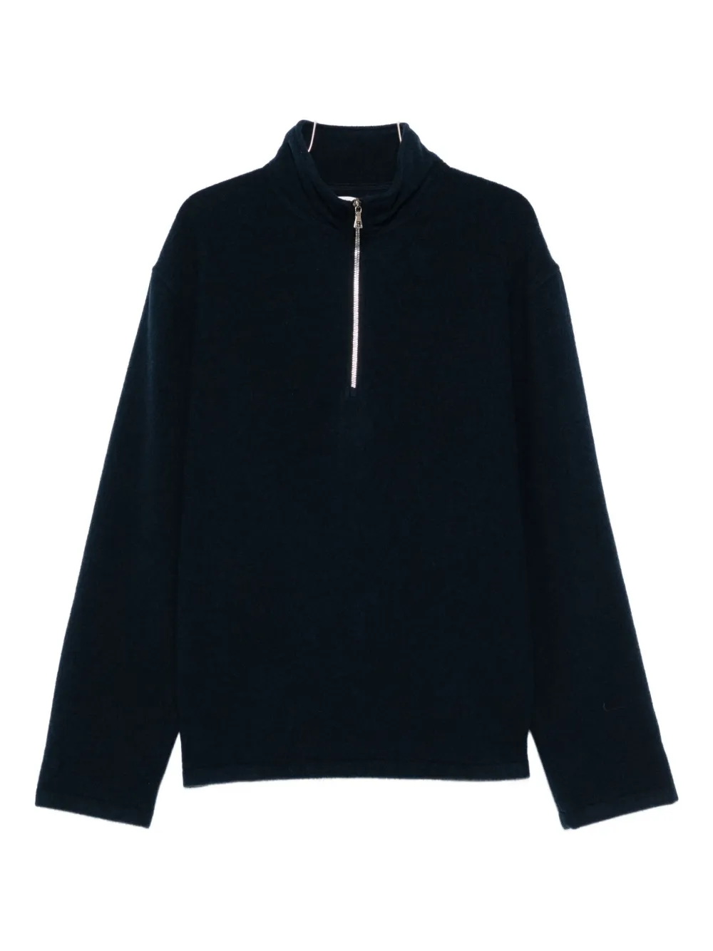 virgin wool zip-up sweater