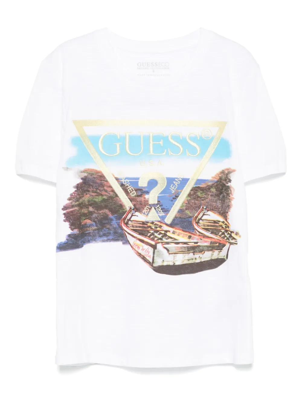 Guess kids T-shirt met geborduurd logo Wit