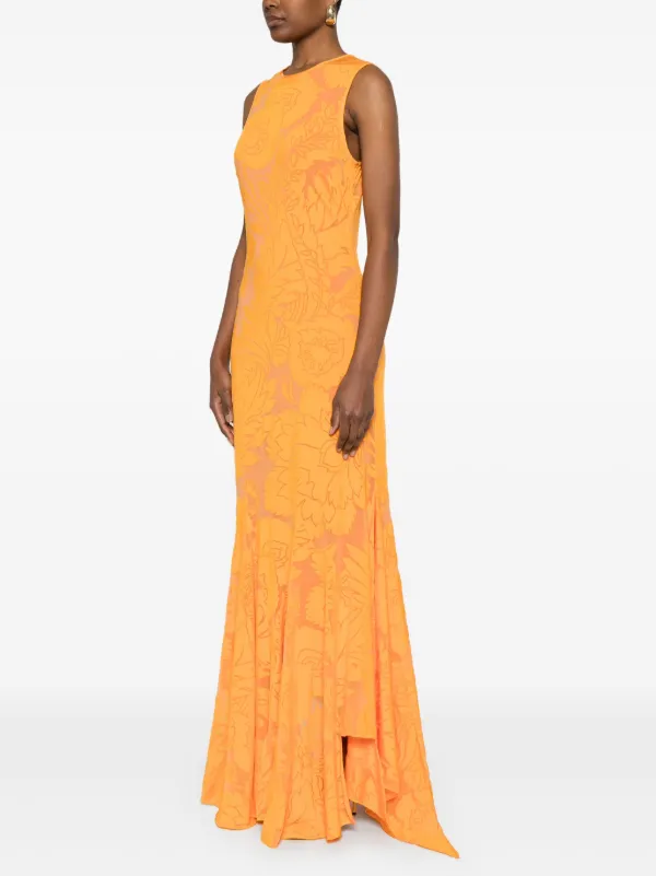 【送料&関税込】Etro Orange Long Dress With Semi-transparent ETRO Jacquard Maxi Dress | Orange | FARFETCH