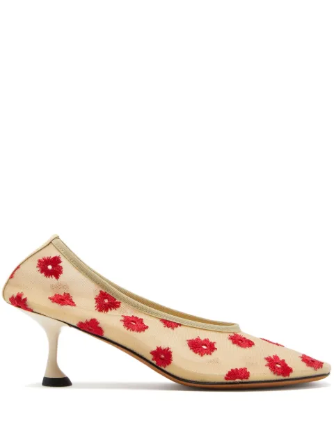 Proenza Schouler zapatillas con kitten heel y bordado floral