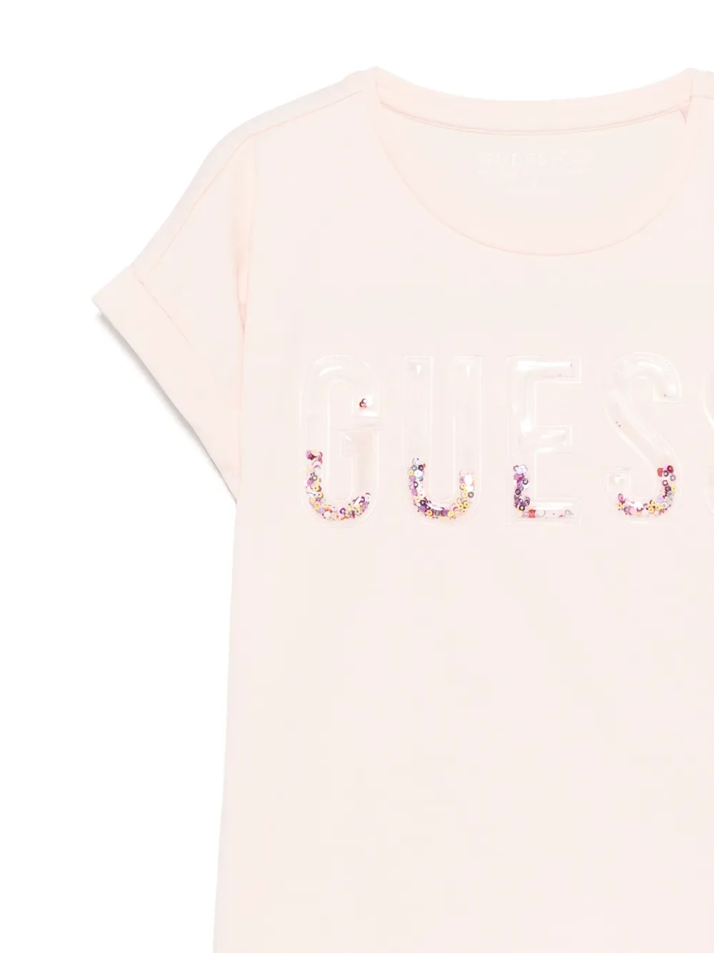 Guess Logo-embellished T-shirt In Pink