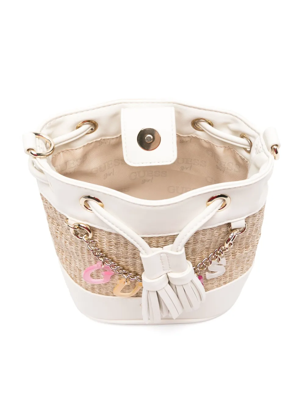 guess kids Rieten bucket-tas Wit