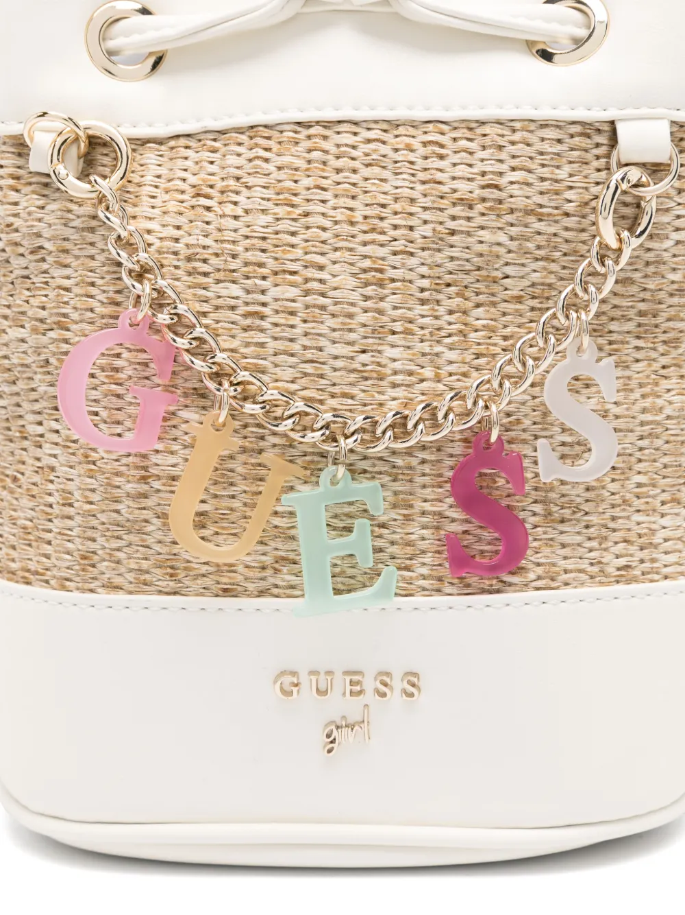 guess kids Rieten bucket-tas Wit