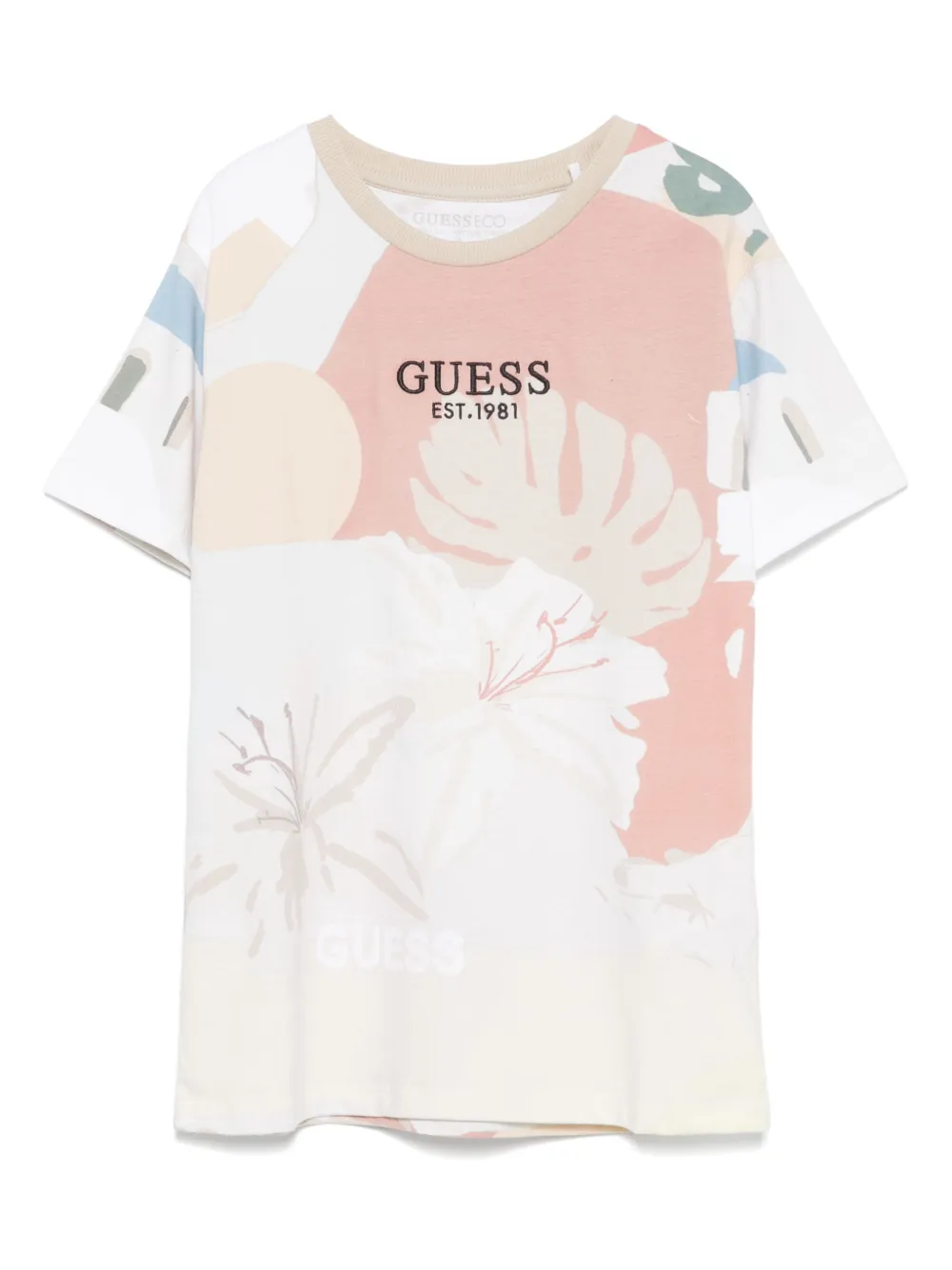 Guess kids T-shirt met geborduurd logo Beige