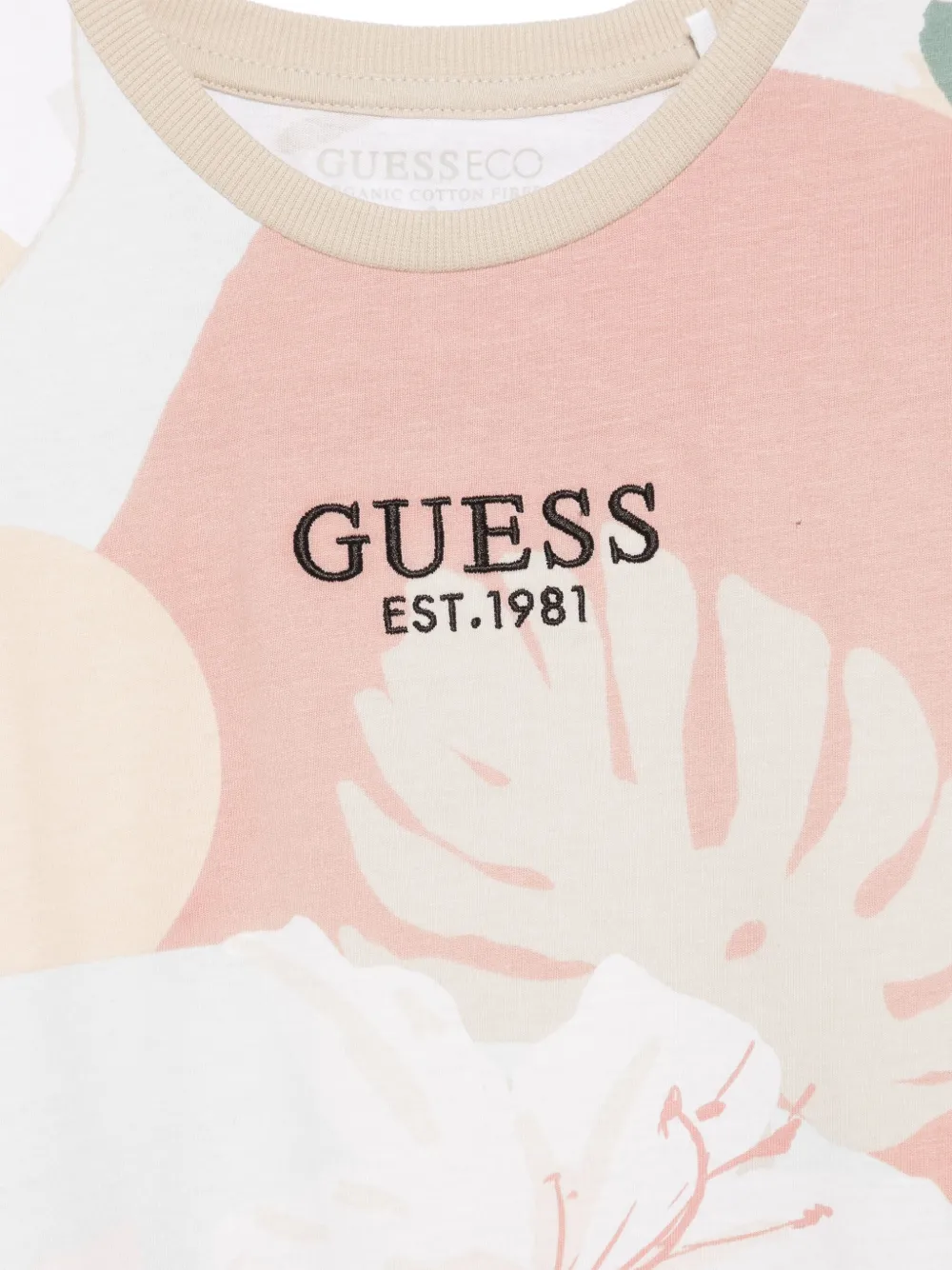 guess kids T-shirt met geborduurd logo Beige