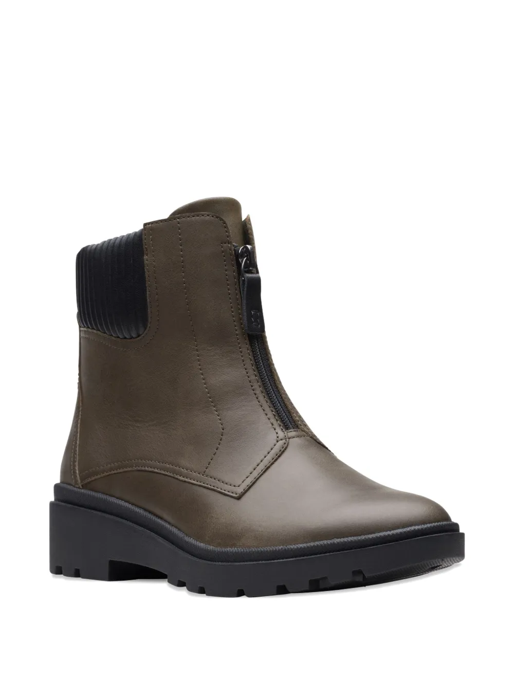 Clarks Calla Zip "Dark Olive" boots | Biker Boots | Image 2