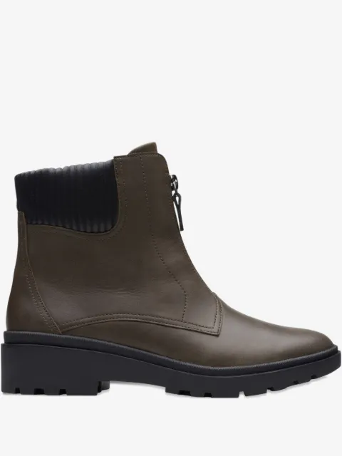 Clarks Calla Zip "Dark Olive" Stiefel