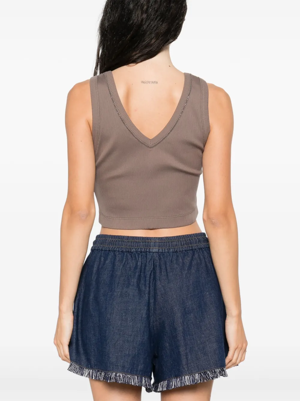 Brunello Cucinelli Top met Monili-kettingdetail Bruin