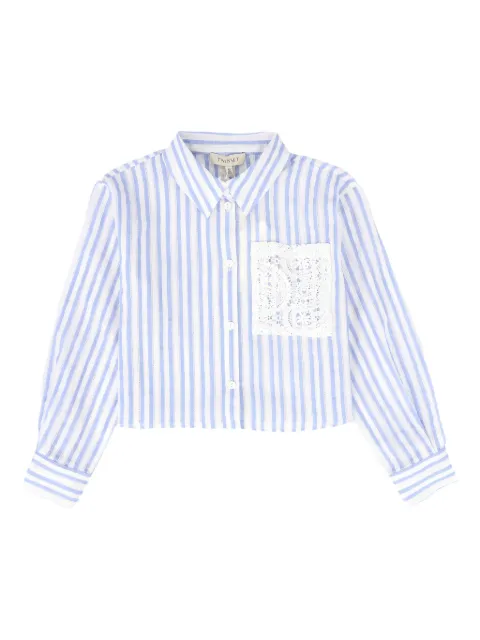 TWINSET Kids striped crop shirt