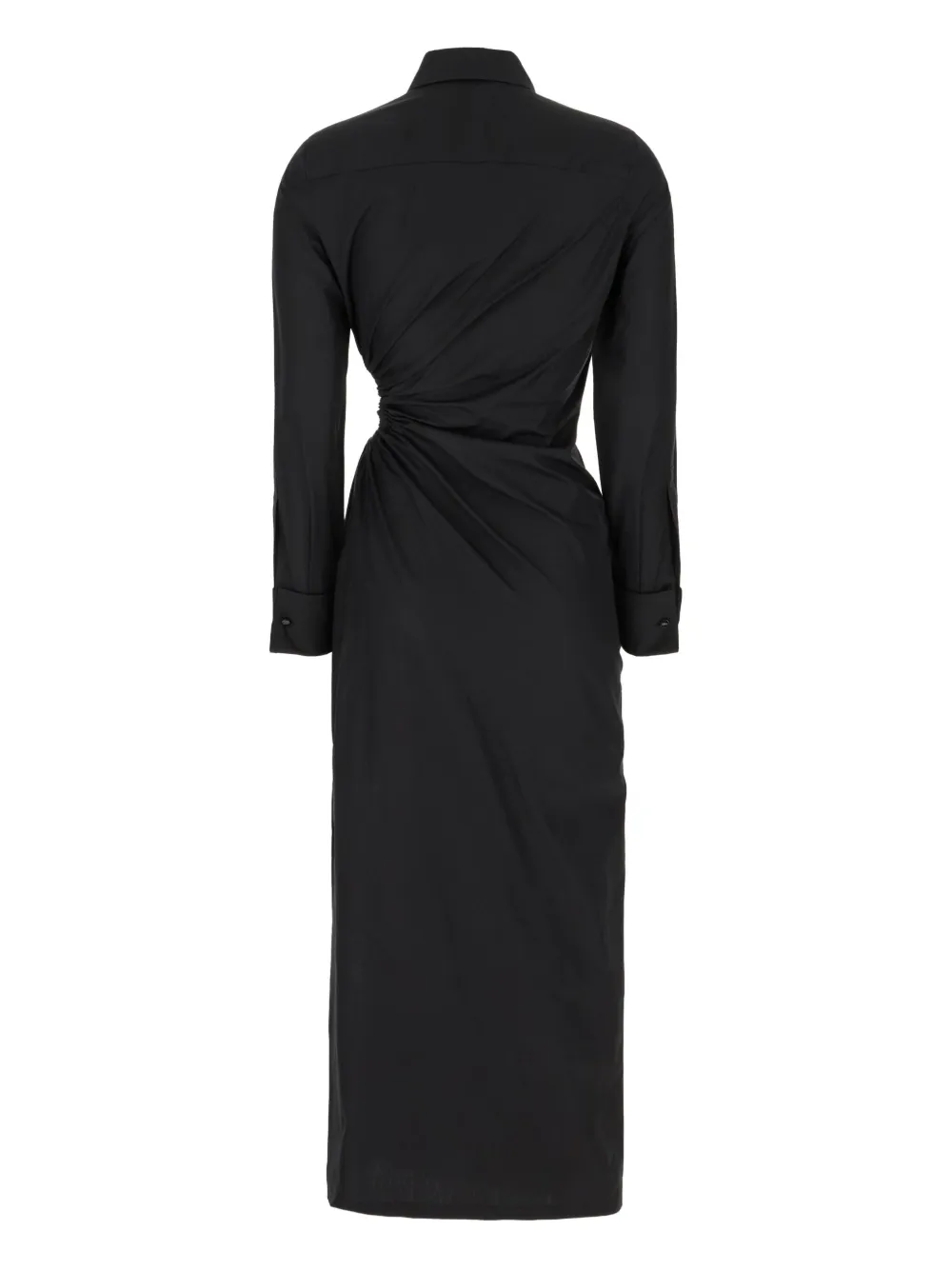 Max Mara Cotton Dress With Cut-out Design And Ruched Detail In Black