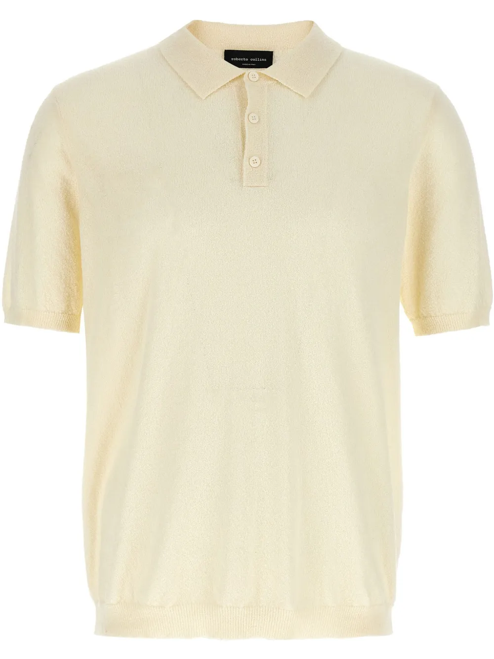 textured short-sleeve polo shirt